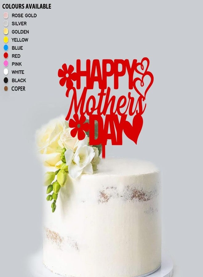Suruchi Strokes Mother’s Day Cake Topper | Happy Mother’s Day Acrylic Cake Decoration Item (Red) - Image 4